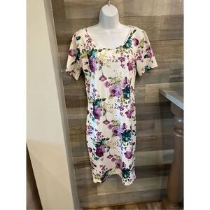 Amazon, Tom’s Wear Xl purple floral pattern white short sleeve￼ body con dress E